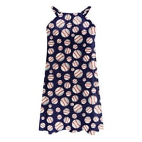 Maksi haljina za plažu, proljetna haljina za djevojke s kratkim rukavima s printom, Mornarsko plava