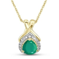 Jewelersclub Carat T.G.W. Smaragdni i bijeli dijamantni naglasak 14K zlato preko srebrnog privjeska