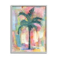 Tropical palm amb apstraktni roza i žuti kolaž uokviren zidnom umjetnošću, 20, dizajn Kristen du