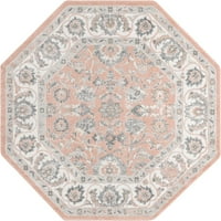 Jedinstveni tepih za tkanje Adriana Aurelije, Osmerokut,7' 1 7' 1 Tradicionalna rubna ruža dnevni boravak, spavaća soba, Blagovaonica
