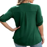 Ženska majica s dugim rukavima u boji majica s labavom bluzom od tunike radna majica zelena u boji