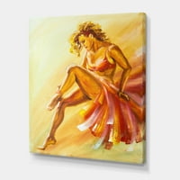 Dizajnerska umjetnost ženska plesačica flamenka toplih boja, moderni zidni tisak na platnu