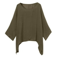 Ženska Casual Odjeća Plus Size labavi pamučni laneni jednobojni vrhovi košulja bluza Napomena, kupite jednu ili dvije veličine veće