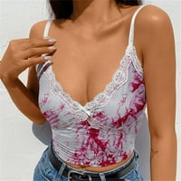 Ženska tanka Majica Bez rukava s izrezom u obliku slova A i ramena, čipkasta bluza s naramenicama s printom majice, vrhovi