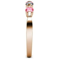 Zaručnički prsten s plutajućim ružičastim turmalinom i dijamantom od 0,5 karata u ružičastom zlatu od 14 karata.veličina 6,5