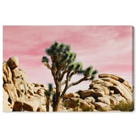 Wynwood Studio priroda i pejzažni zidni umjetnički platno otisci 'Joshua Tree Pink' pustinjski pejzaži - ružičasti, zeleni