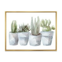DesignArt 'sočne i kaktusne kućne biljke v' Farmhouse uokvireni platno zidni umjetnički tisak