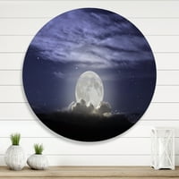 Puni mjesec koji se diže u oblačnom noćnom nebu slikajući umjetnički otisci