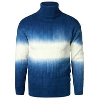 Muški džemper s gradijentnim prugama u boji dugih rukava zimska osnovna majica s visokim vratom koja zadržava toplinu ispod