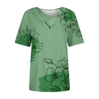 Bluze za žene, majice kratkih rukava i majice s printom u obliku slova u, ležerni vrhovi za vježbanje, ženski vrhovi u zelenoj boji