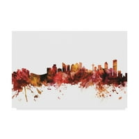 Zaštitni znak likovna umjetnost 'Calgary Canada Skyline Red' platno umjetnost Michaela Tompsetta