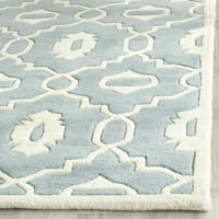 Tepih od vune u geometrijskom uzorku, Plava slonovača, 6' 9'