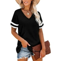 Majica kratkih rukava ženska modna ljetna majica s krpicama s izrezom i kratkim rukavima u obliku slova H, labavi ležerni Top u obliku