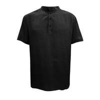 Muške Ležerne lanene košulje kratkih rukava proljetna ljetna gornja košulja pamučna lanena košulja s izrezom u obliku slova a modna