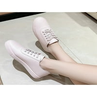 Izbor / ženske udobne bijele ravne cipele; radne neklizajuće tenisice s okruglim prstima; ružičasta 4,5