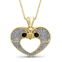Jewelersclub 14K Zlatna ogrlica od srebrnog srca s bijelim dijamantnim karatom
