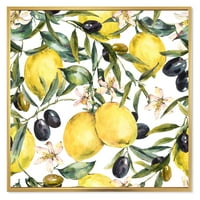DesignArt 'Olive i limunove grane I' tropska uokvirena platna zidna umjetnička ispis