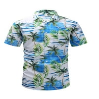 Muške ljetne košulje na kopčanje, Bluza na kopčanje, košulja za plažu s reverom, udobni vrhovi, majica za odmor, zelena, 2-inčna