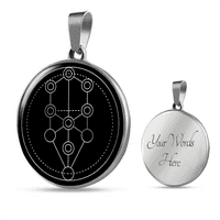Sveta geometrija Drvo života stilizirana verzija ogrlice od crnog kruga od nehrđajućeg čelika ili zlata 18K 18-22