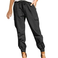 Ženske Radne hlače, ženske modne jednobojne kombinezone s vezicama, hlače s džepovima, Ležerne hlače
