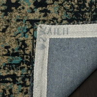 Klasični vintage tepih s Prefarbanom površinom, crna maslina, kvadrat 6' 6'