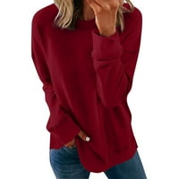 Apepal Ženske jednostavni pulover okruglog izreza i dugih rukava, svakodnevne grafički свитшоты, majice, košulje Wine 4XL