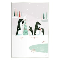 Stupell Industries Penguini ukrašavanje božićnog drvca praznični slikati bezbroj umjetnički print zid umjetnosti
