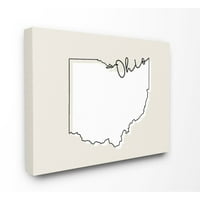 Stupell Industries Ohio Home State Map Neutral Print Design Canvas Zidna umjetnost od Daphne Polselli
