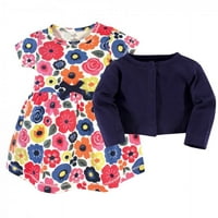 Komplet haljina i kardigan od organskog pamuka Za Bebe i djevojčice dodir prirode, svijetli cvijet, 6 mjeseci