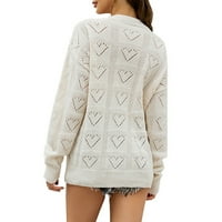 Ženska moda jesen-zima, jednobojni pulover s izrezom u obliku slova U i dugim rukavima u obliku srca, majice džempera s elastičnom