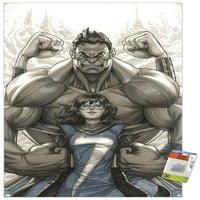 Comics-Miss Marvel i Hulk-prvaci zidni poster s gumbima, 22.375 34