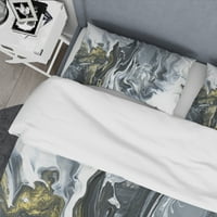 DesignArt 'Bijela, siva i bijela ručno obojena mramorni akril' Moderni pokrivač u sredini stoljeća