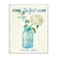 Stupell Industries Home Sweet Home Bouket u plavoj staklenci Slikanje Umjetnika Umjetnost Umjetnički print, 13x19