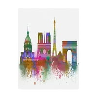 Zaštitni znak likovna umjetnost 'Paris Skyline Rainbow Bright' platno umjetnost FAB Funky