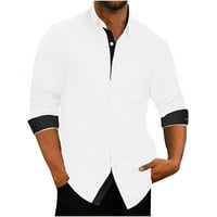 Poslovne casual majice za muškarce, radna bluza s dugim rukavima, dugmad, rever, donji dio u obliku slova A,osnovni vrhovi, jednobojne