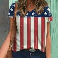 Bluze za žene rasprodaja $ modna ženska ljetna ležerna majica s izrezom u obliku slova U i kratkim rukavima s printom, bluza u boji