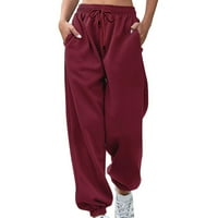 Sportske hlače za žene na rasprodaji ženske modne casual obične hlače s elastičnim strukom duge ravne hlače Ženske hlače Plus Size
