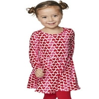 Dječja djevojačka djevojka za djecu Valentinovo haljina dugih rukava, veličine 2-5T