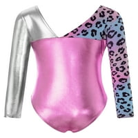 ; / Kupaći kostim za gimnastički ples s metalnim printom za djevojčice, joga i fitness kombinezon dugih rukava