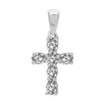 6-inčni ovalni bijeli srebrni pribor za žene vjerski kršćanski križ privjesak nakit