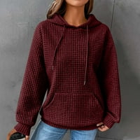 Ženske casual majice s kapuljačom u A-listi, vrhovi dugih rukava, jednobojni puloveri, široke dukserice s džepom