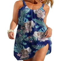 ;/ Ženska ljetna haljina za plažu s cvjetnim printom kratke mini haljine slip haljina bez rukava boemska haljina A kroja s okruglim