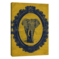Slike, uokvireni slon u žutoj, 16x20, ukrasna platna zidna umjetnost
