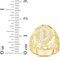 Muški okrugli dvobojni prsten s inicijalima od 10 karatnog žutog zlata, veličine 11