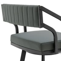 Moderna rotirajuća barska stolica od metala i škriljevca u sivoj koži s šankom za doručak