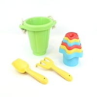 Zelene igračke set pijeska i vode: kanta w lopata, grablje i šalice