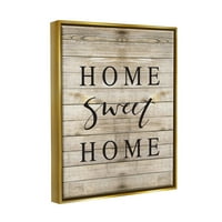 Stupell Industries Home Sweet Home Family Typografija Metalno zlato uokvireno plutajućem platnu zidne umjetnosti, 16x20
