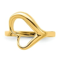 14-karatni prsten od srca od punog žutog zlata, veličine 7,5