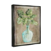 Listovi monstere staklena vaza sa sobnom biljkom u Saksiji slika na platnu s plutajućim okvirom, dizajn Cindi Jacobs