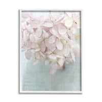 Blijedo ružičaste apstraktne latice cvijeća, botaničko i Cvjetno Slikarstvo, bijeli uokvireni umjetnički tisak, zidna umjetnost